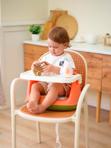 เก้าอี้นั่งกินข้าวสำหรับเด็ก เปลี่ยนเป็นล้อได้ (JBG007) Baby Dining Chair