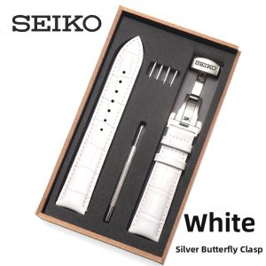 Genuine Leather Watch Band Mens Womens Original Model 5 Size 20 21mm Link Chain Seiko Brand Flat Interface Matte Finish