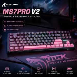 ATTACK SHARK X87 Tri-Mode Wireless Gaming Keyboard | 87-Key TKL Gasket Mount Hot-Swappable PBT Keycaps & RGB