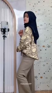 Aramun Sweater Rajut Oversize Motif Bernad Blous Rajut Lengan Panjang Wanita
