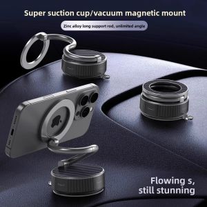 Magnetic Vacuum Suction Car Phone Holder 360 Degree Rotatable Foldable