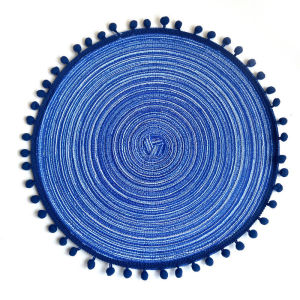1/6/10 Chiếc Tròn Bện Placemats Với Pompom Thân Thiện Với Môi Trường Dệt Thảm Trải Bàn Cho Ăn Cà Phê Phụ Kiện Nhà Bếp