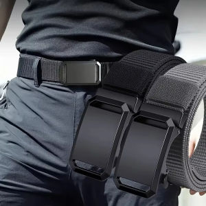 Automatic Buckle Belt Canvas Tactical Workwear Casual Outdoor Military Training Pants Belt For Men 2026 New