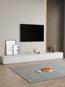 Nordic Minimalism TV Cabinet Simple and Modern Coffee Table TV Stand Combination Small Apartment Living Room White Light Luxury Deck