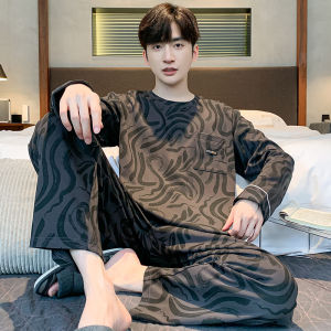 miiow | Pure Cotton Mens Sleepwear Set Hooded Long Sleeve Pants Home Clothes Spring Autumn Style Casual Comfortable Breathable Male Model