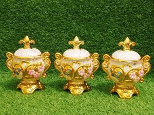 toples keramik set 3 mewah cantik / toples keramik import / toples keramik cantik / pajangan lemari kaca / pajangan ruang tamu / dekorasi rumah