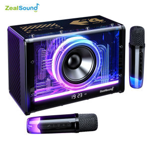Zealsound Bluetooth Machine for Adults Kids with Two Wireless Microphones Portable Speaker with LED Lights for Party D19