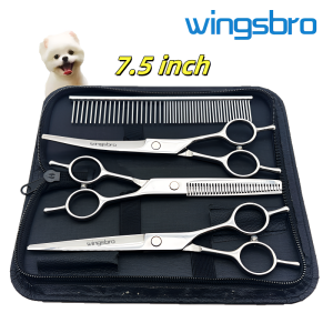 wingsbro 7.5 Inch Stainless Steel Pet Dogs Gromming Scissors Set Dog Curved Shears Set