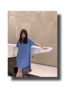 Basic Ice Silk Lounge Dress –Soft Cooling Oversized Homewear Nightdress for Women | Aircon Sleepwear