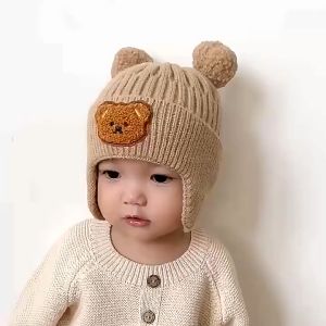 Topi Kupluk Rajut Anak Bayi Bear korea