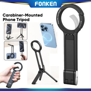 FONKEN Magnetic Carabiner Phone Tripod for Phone 12-17 Pro Max Adjustable Travel Tripod Handle Magnetic Mount for Outdoor Vlog