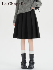 La Chapelle | Chân Váy Xòe Dập Li Mini Cao Cổ Wool