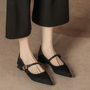 Black Pointed Toe Fashion Single Shoes for Women Autumn Winter Leopard Print Splicing Design High Heels Ultrafine Fiber Lining