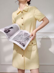 PlumJan | Summer Yellow Flare-collar Design Sense Dress