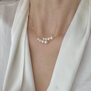 DaVee 14K gold plated natural pearl necklace clavicle chain niche design temperament/14K包金天然珍珠项链锁骨链小众设计轻奢气质百搭