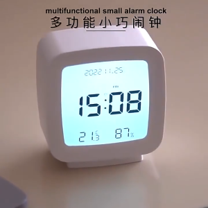 【SG Local Stock】Digital Alarm Clock with Temperature Humidity Display Smart LCD Screen Bedside Clock