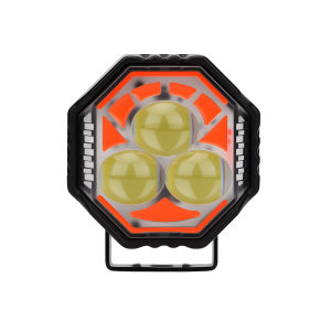 KEVANLY | Motorcycle LED Octagonal Spotlight 3-8 Lens Spotlight White Yellow Hi/Low Beam Red Blue Flashing Side Light Modified Spotlight