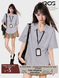 ARCG | Áo Polo Nữ Tay Ngắn Màu Xanh Đơn Giản Cho Mùa Hè