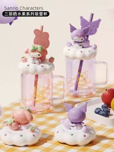 Adorable Fruit Series Straw Glass Cup High Borosilicate Heat Resistant 500ml Girl Heart Shaped Beverage Container Universal Use