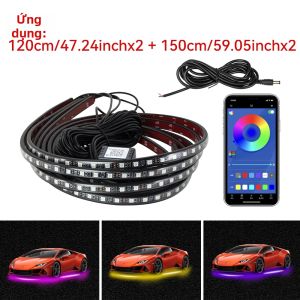 Dải Đèn LED RGB Trang Trí Nội Thất Ô Tô Dải Đèn Dưới Gầm Xe Mềm Dẻo Điều Khiển Bằng Ứng Dụng & Điều Khiển Từ Xa Chống Nước Nhiều Màu Sắc Trang Trí Ban Đêm