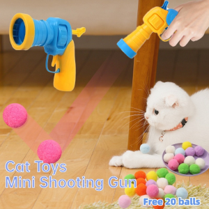 Cat Toys Interactive Launch: Mini Shooting Gun Games & Stretch Plush Ball Toys