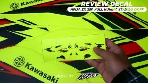 Decal Ninja ZX 25R full body custom design MOTIF simpel warna kuning stabilo kombinasi merah hitam D-Z4-003