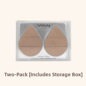 Portable Dual-Sided Flocked Cotton Candy Air Cushion Foundation Powder Puff with Storage Makeup Beauty Tool for Face 00s