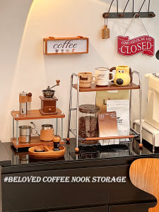 กล่องเก็บของสำหรับชาและกาแฟ ชั้นวางของสำหรับโต๊ะทำงาน ชั้นวางของสำหรับการแสดงใบชาในห้องน้ำกาแฟ รูปแบบยุคกลางศตวรรษ