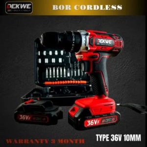 DK1036 CORDLESS DRILL SET 3/8" (10MM) 36V LITHIUM 2 BATERAI 35N.M 0-350/1750/MIN