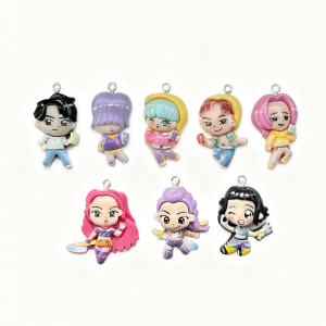 8pcs KPOP Demon Hunters Resin Pendants Metal Charms DIY Jewelry Making Accessories Supplies for Bracelets Necklaces Earrings