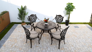 Bàn Ghế Nhôm Đúc Nhập Khẩu [D100cm] – Bền 20 Năm Không Han Gỉ Kê 4-6 Ghế