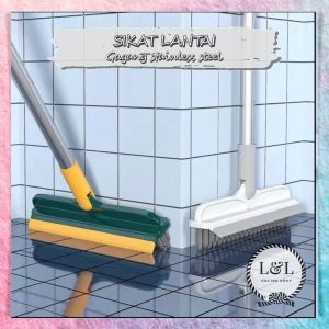 Sikat Pembersih Kamar Mandi 2 in 1 Serbaguna Sapu Lantai Pembersih WC Bentuk V Dengan Serokan Karet Wiper Multifungsi