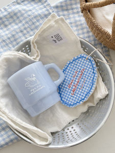 Syuku Art Blue Plaid Kitchen Sponge Cleaner French Style Foam Dishwashing Cloth Home Personal Cleaning Tools B32