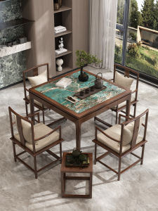 Modern Simple Style Rockboard Solid Wood Table for Card Games And Tea Time Home Use Dining Table with Chairs Square Shape