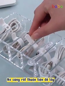 Hộp đựng dây cáp sạc điện thoại tai nghe hộp nhựa ngăn đa chức năng trong suốt babo (TB23).