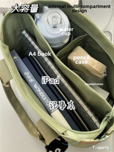 กระเป๋าผ้าใบทรง Tote Bag ความจุขนาดใหญ่สำหรับเดินทางและไปโรงเรียน กระเป๋าสะพายไหล่แบบลำลองสำหรับผู้หญิง สไตล์ญี่ปุ่น INS กระเป๋าหนังสือ