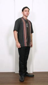 (BONUS DUS) Baju Koko Pria Terbaru Salur Lengan Pendek Songket / KEMKO Bahan Dingin Tebal Halus MOERBA 19D243500