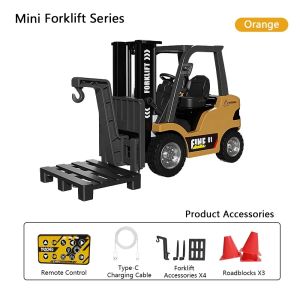 1/64 RC Forklift Trucks Mini Alloy Forklift APP Control 2.4G Rc Cars Remote Control Construction Engineer Vehicle Toys for Boys Adults Kids Gifts