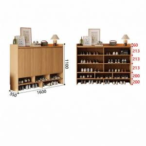 Natural Wood Style High Capacity Shoe Storage Cabinet