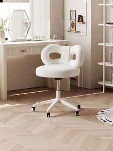 Modern Minimalist Makeup Chair Backrest for Girls Bedroom Vanity Bench Luxury High End Nail Salon Specialized Chair Velvet Surface