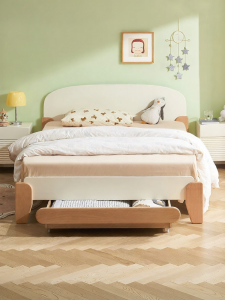 YUANSHI YUANSU | Storage Solid Wood Single Bed White Cream Style
