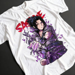 Bandai | Summer New Naruto Uzumaki Sasuke Anime Printed T-shirt Mens Pure Cotton Neutral Casual Family Set Short Sleeved T-shirt