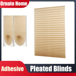 Blackout Blinds for Windows Pleated Paper Shades Adhesive Cordless Office Living Room Bedroom Light Filtering Easy to Cut and Install