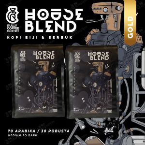 HOUSE BLEND KOPI ESPRESSO GOLD 70 ARABIKA / 30 ROBUSTA MINUMAN KOPI ESPRESSO MEDIUM TO DARK 1000 500 250 100 GRAM. GILINGAN SANGAT HALUS HALUS MEDIUM KASAR BIJI UTUH.