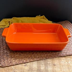 Nordic Creative Ceramic Rectangular Roasting Tray Orange Double Ear for Grilled Fish Chicken Wings Cheese Baked Rice Dish