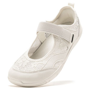 HOBIBEAR | HOBIBEAR Women Barefoot Ballet Flats Hook-Loop Wide Toe Box Shoes Mesh Floral Weave Mary Jane Shoes