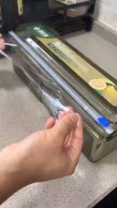 Cling Wrap Dispenser Plastic Transparent Refillable Wrap Cutter Storage Box Aluminum Foil Film Dispenser Organizer Kitchen Tool