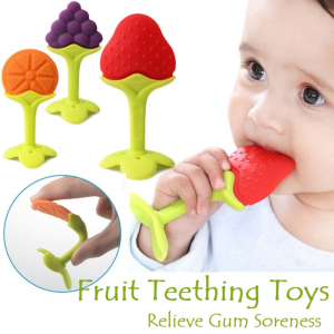 Baby Silicon Fruit Teether for Baby Soft Teether Toys Baby Teetheing Toys Infant Kids Chew Toys BPA Free Teether Baby Silicon Fruit Teether for Baby