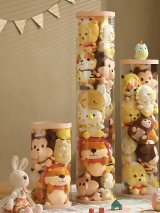 HETEE Stuff Toy Organizer Doll Storage Box Transparent Doll Storage Bucket PVC Tube Plush Toy Tube PVC Column Box for Dolls