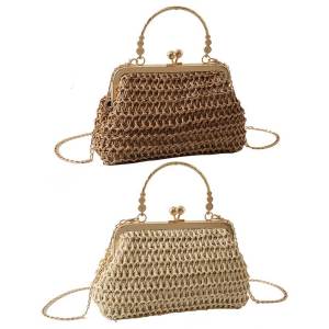 Stylish Womens Handbag with Chain Strap Crafted with Hand-woven Details for Formal and Evening Occasions
